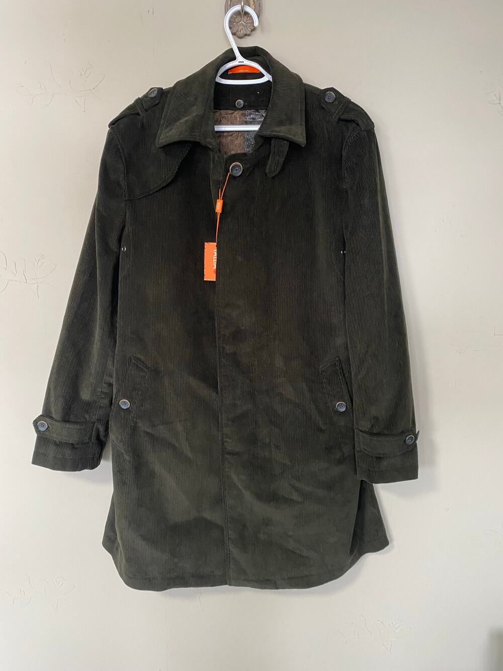 NWT Tallia Mens Corduroy Coat Olive Green Quilted Lined Jacket XL